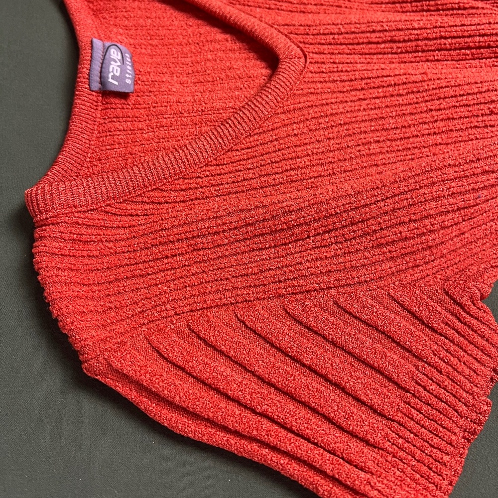 Vintage Y2K Womens Ribbed Orange Tee Small